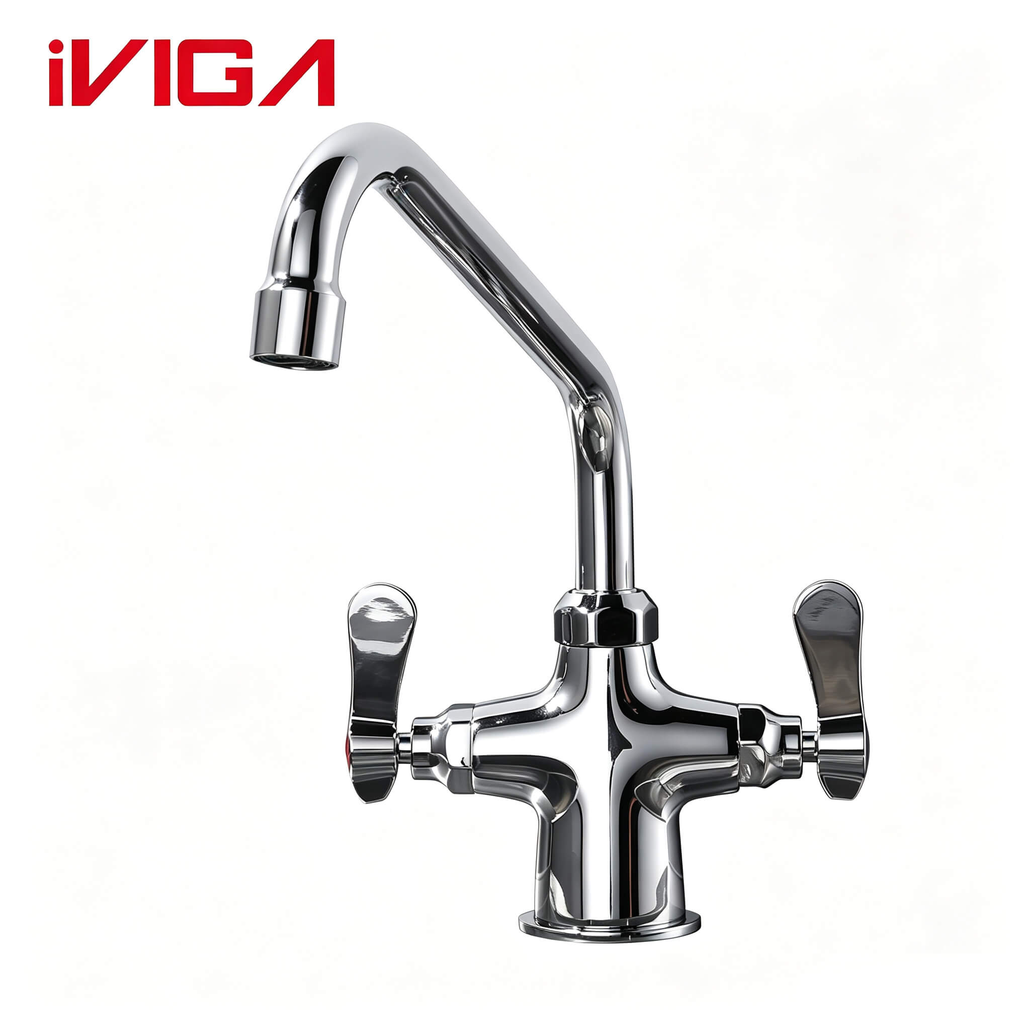 2318100C‑10 Two Handle Commercial Kitchen Faucet, 360° Swivel Bar Faucet Chrome Finish 1 - - 1