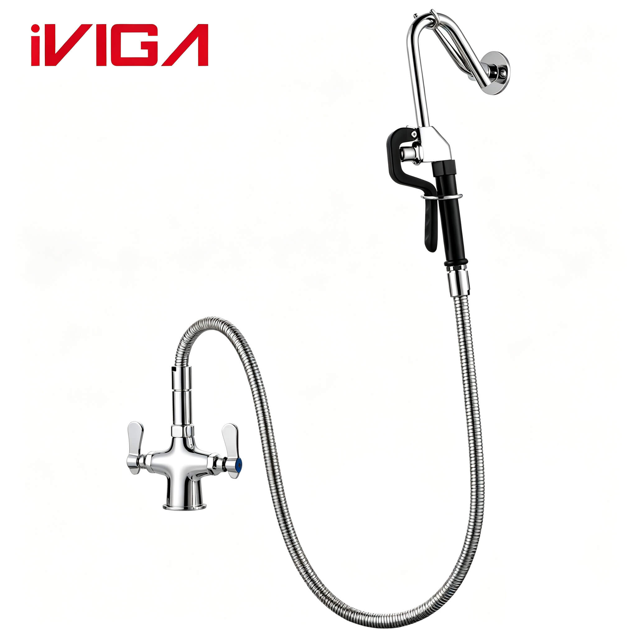 2318600 Commercial Pre-Rinse Kitchen Faucet| Solid Brass Double Handle Bar Faucet 1 - - 1