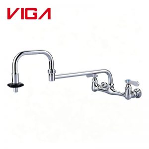 VIGA 23195A1C deck mount commercial pot filler kitchen tap, polished chrome swing spout faucet, pure white background 800x800 product image