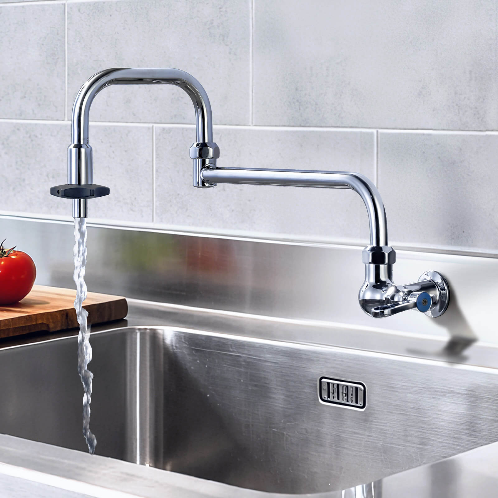 23196A1C Wall Mount Bar Faucet | Commercial Filling Kitchen Tap, Foldable 360° Swivel Single Cold Insulated Tap 2 - - 2