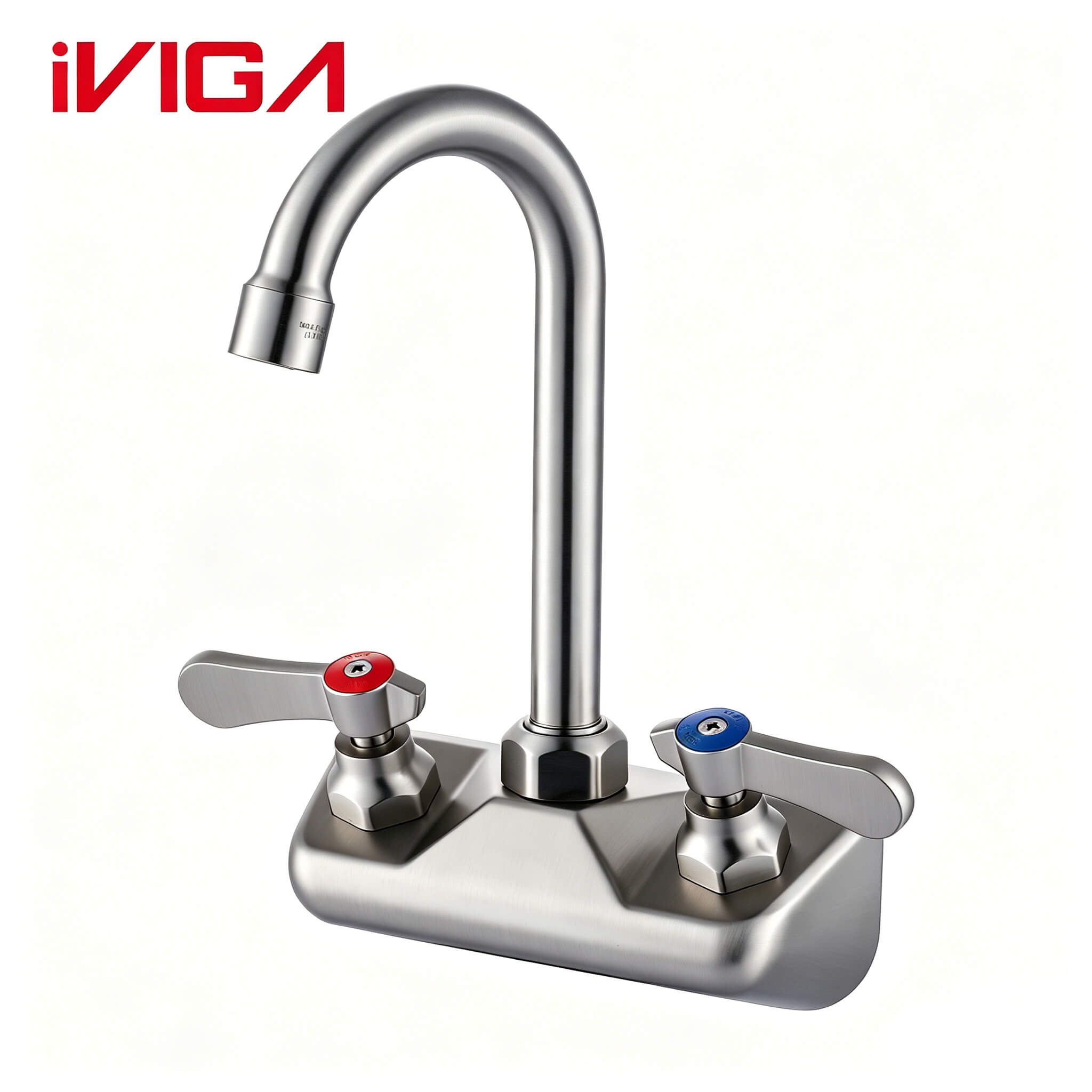 2319700 Wall‑Mount Commercial Bar Faucet, Brushed Nickel Dual Handle Kitchen Faucet 1 - - 1
