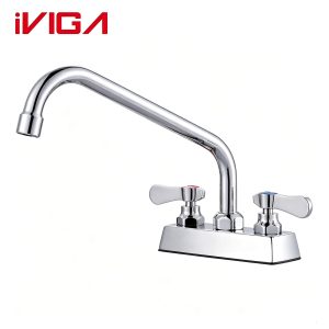 VIGA 2319900C‑10 workboard kitchen faucet chrome two‑handle deck mount bar faucet white background