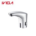 VIGA 49111601CH compact low‑arc chrome touchless sensor faucet automatic bathroom sink faucet on pure white background
