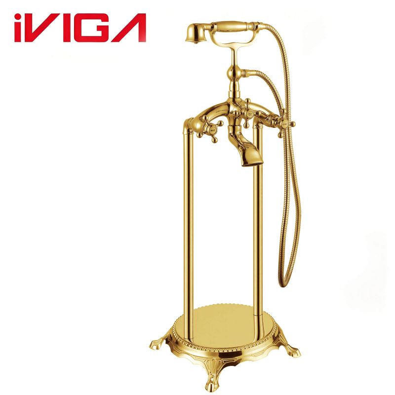 79460301TA Freestanding Bathtub Faucet, Polished Gold Vintage Floor Mount Tub Filler with Handheld Shower by VIGA 1 - - 1