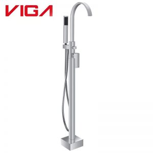 VIGA 79460801CH chrome freestanding bathtub faucet floor mount tub filler with handheld shower main product image