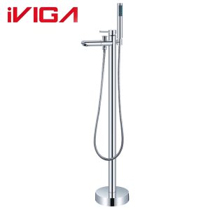 VIGA 79461701CH chrome single‑handle freestanding tub filler faucet with handheld shower on white background