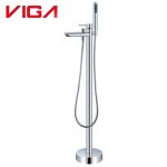 VIGA 79461701CH chrome single‑handle freestanding tub filler faucet with handheld shower on white background