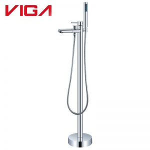 VIGA 79461701CH chrome single‑handle freestanding tub filler faucet with handheld shower on white background