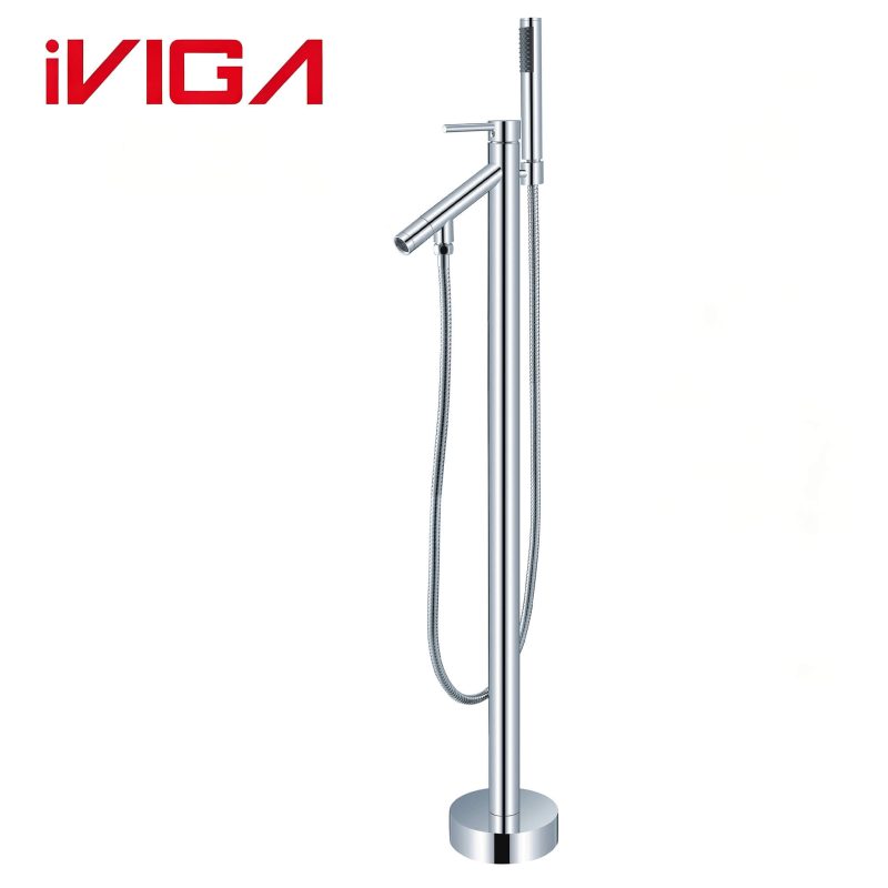 VIGA 79461801CH Freestanding Tub Faucet, Floor Mounted Bathtub Filler Tap with Hand Shower, Chrome Finish 1 - - 1
