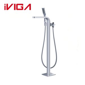 VIGA 79461901CH chrome square freestanding tub faucet floor mounted bathtub filler tap with hand shower