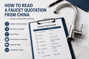 Faucet quotation document with kitchen faucet components and product specifications for China faucet sourcing