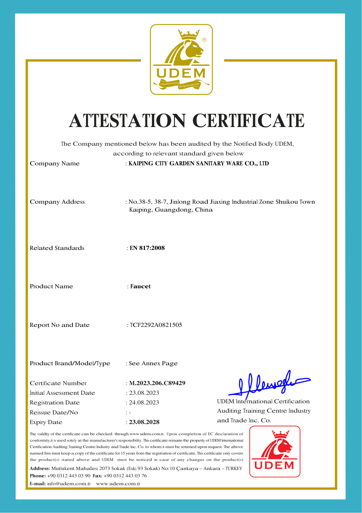 Certified Faucets - CUPC, NSF/ANSI 61, CE 5 - - 4